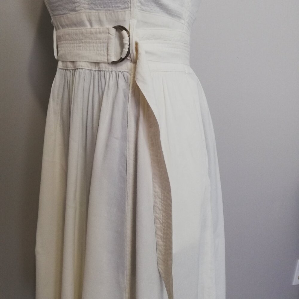 Theory White V-Neck Sleeveless Midi Dress with Belt - Picture 9 of 12